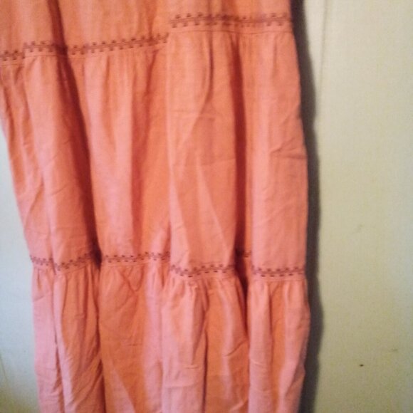 Beach Lunch Lounge Dress Women XL Short Sleeve Ruffle Crochet Trim Burnt Orange - Picture 14 of 14